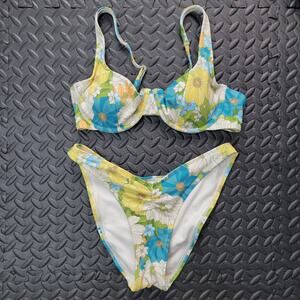 Wild Fable Retro Floral High Waisted Bikini Set M Top S Bottom